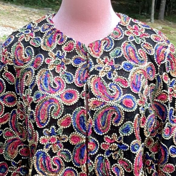PARIS HUES NWT WOMENS MEDIUM JACKET COAT PAISLEY RIBBON DETAILING MEDIUM - Picture 8 of 11